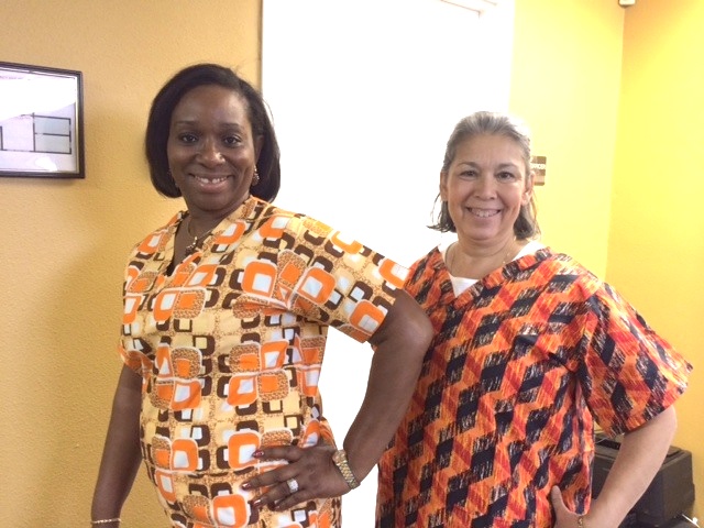 Looking quite stylish in their new medical scrubs to day is the President of LaPaz "Dupe AdedeJi" and newly wed "Nettie Rameriz" our COO formerly known as Nettie Karosi.